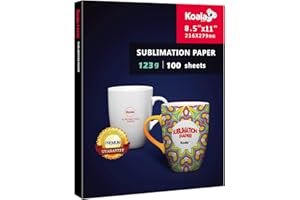 KOALA PAPER Koala Sublimation Paper 8.5x11 inches Easy to DIY T-shirts, Tumblers, Mugs Only Compatible with Inkjet Sublimation Printer Sublimation ink 100 sheet 123g