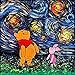 Winnie The Pooh and Piglet Inspired Art Print Poster - Starry Night - van Gogh Never Saw Hundred Acre Wood - Art by Aja 8x8, 10x10, 12x12, 20x20, and 24x24 inch sizes