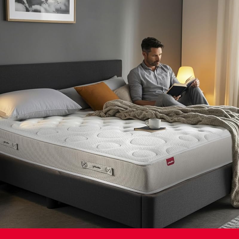 - Colchón Viscoelástico 90x190 cm Premium - Altura 28 cm - Núcleo Muelles Ensacados Extra Confort - Doble Cara - Tratamiento Higiénico Triple Barrera - Fabricado en España - Modelo Shire