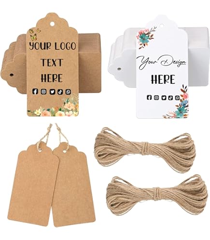 Custom Gift Tags With String, Personalized Tags For Favors, Customized Gifts Wrapping Labels, Wedding Items Birthday Party Favors Crafts Tag (Rectangle Shape