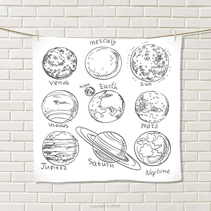 Amazoncom Smallbeefly Doodle Hand Towel Planets Of Solar