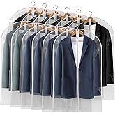 Perber 40" All Clear Garment Bags for Hanging Clothes, 12 Packs Suit Bags for Closet Storage, Plastic Waterproof Suit Cover Bags with Zipper for Coats, Jackets, Shirts (Set of 12)