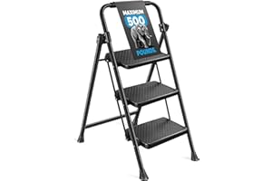 MEDICAL KING Step Ladder 3 Step Folding Step Stool Step Ladder with Wide Anti-Slip Pedal Step Stool Foldable for Adults Lightweight, Portable Steel Use for Home and Office