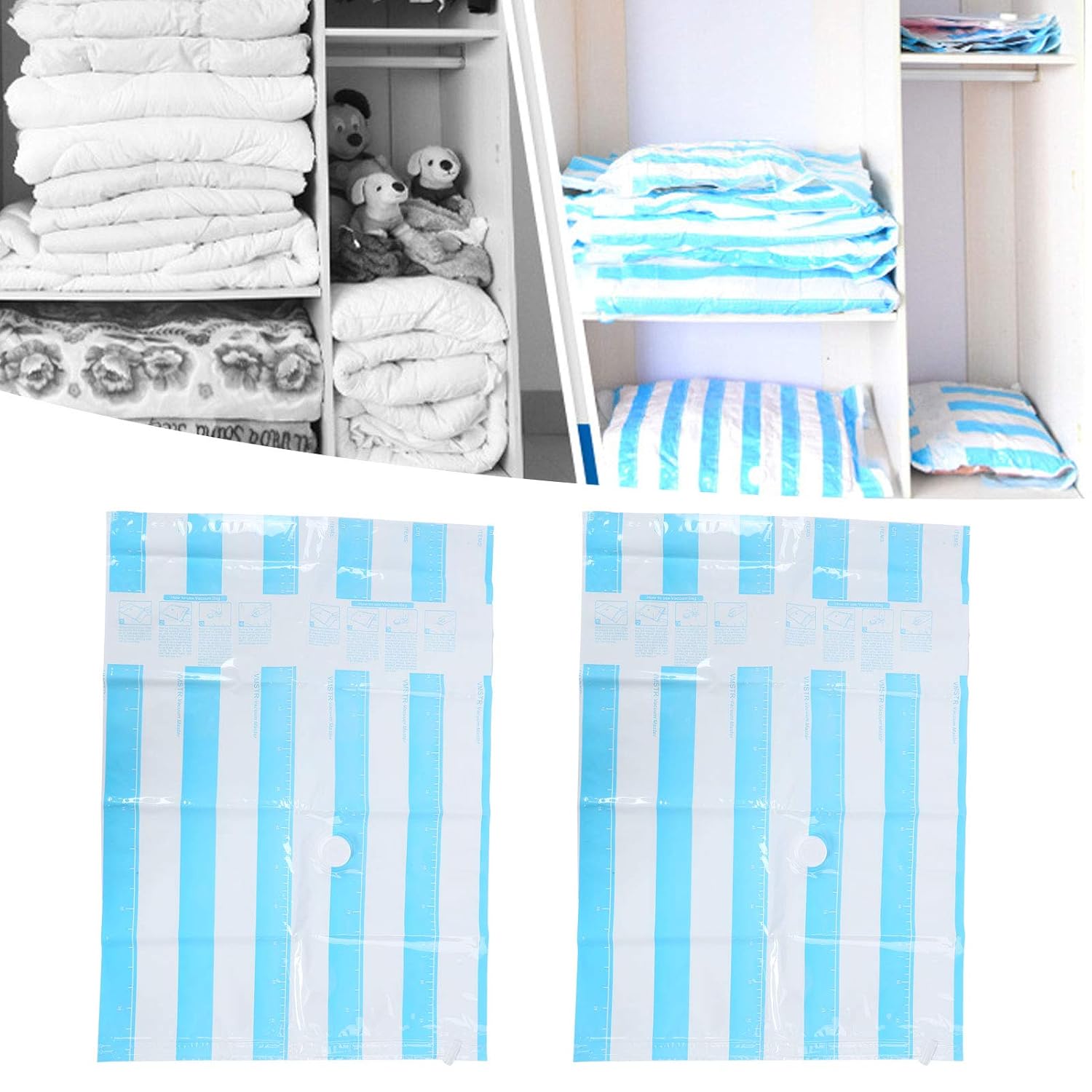 Clothes Vacuum Bag, Efficient Storage 10Pcs Storage Bag, 3.5cm Air Inlet Lightweight for Towels