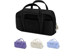 Big Capacity Pencil Case, Large Pencil Bag with 5 Compartment, Soft Corduroy Pencil Pouch Organizer with Zipper, Pen Bag Wide