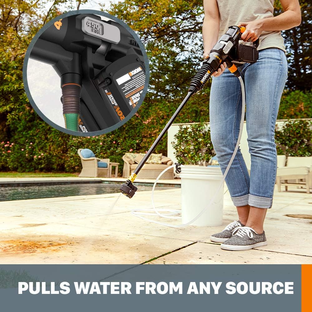 WORX WG644 40V Power Share Hydroshot Portable Power Cleaner (2x20V Batteries), Black and Orange : Garden & Outdoor