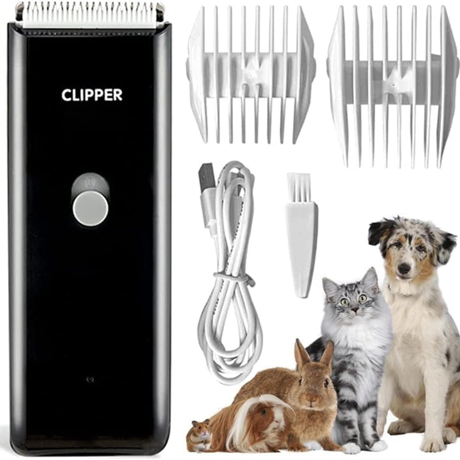 Favrison Dog Grooming Clippers Professional Dog Clippers with 2 Blades for Pet Hair Trimming, Rechargeable Cordless Pet Grooming Clipper for Dogs Cats Rabbits (Black)