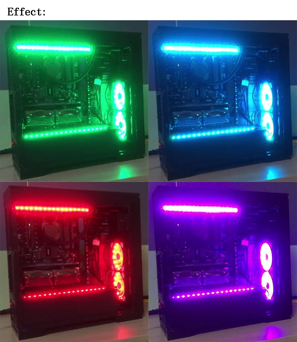 DS 2Pack 120MM RGB Case Fans with PC LED Strip Lighting, LED Silent Fans for Computer Cases, PC Case, CPU Cooler, Support to Aura or Mystic Light RGB SYNC (F Series)