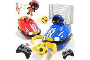 bessome 2 Pack RC Football Cars Toys for Ages 2-4 Toddlers|Remote Control Bumper Cars Toys for Ages 5-7 Kids|Christmas Birthday Gift for 3 4 5 6 7 8 Year Old Boys with Goalmouth Games Ideas