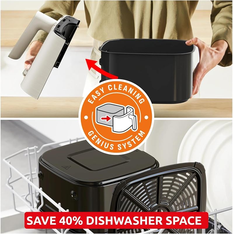 Easy Fry Mega Compact, Friggitrice ad Aria, Risparmio Energetico, Capacità 7.5L, Frontale Rimovibile, EZ866AF0