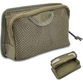 WADORN Tactical Mesh Pouch with Zipper, Modular Insert Panel Organizer Multi-Purpose EDC Utility Storage Pocket with Hook Loop Fasteners for Backpack Bag Cables Travel Stationery Office Supplies