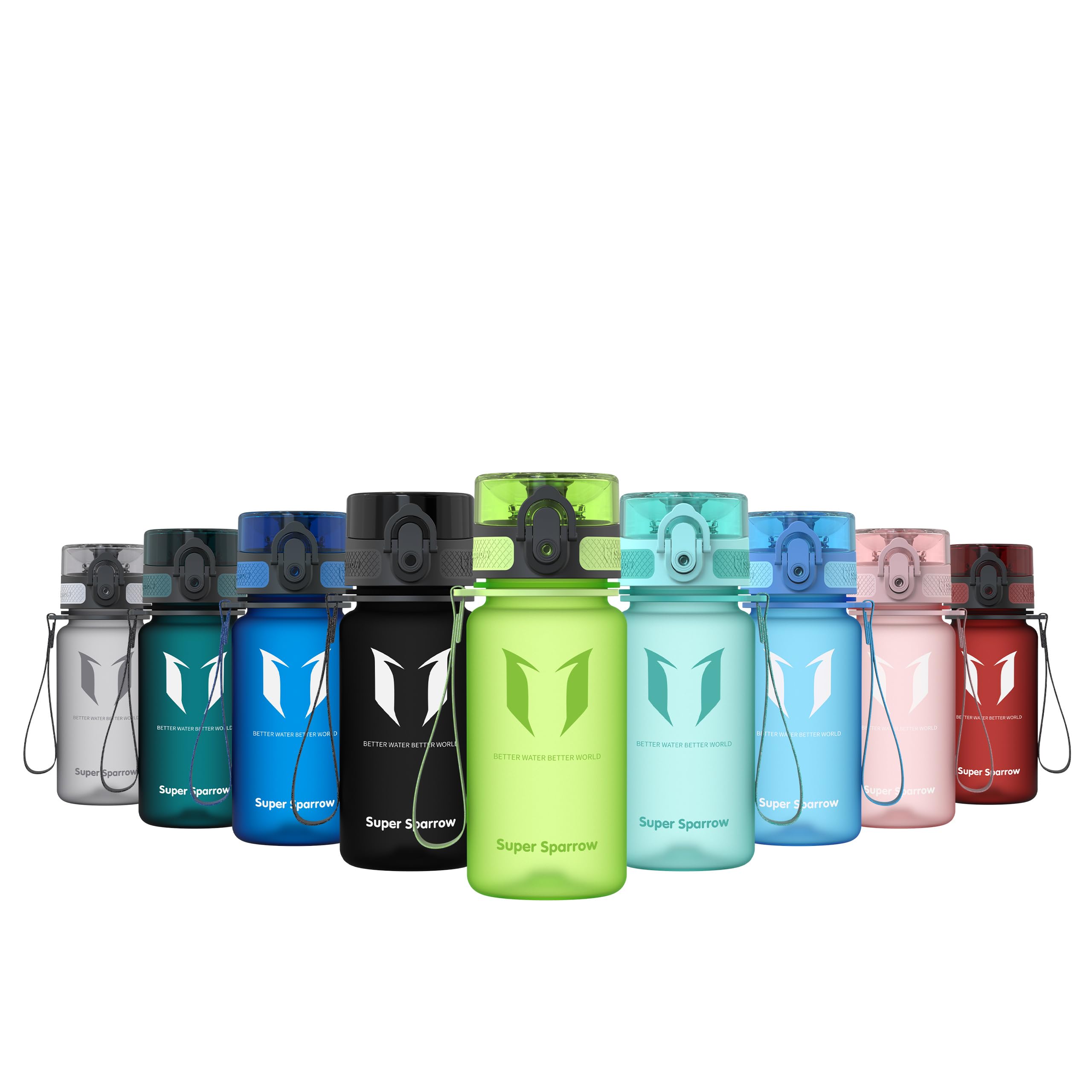 Super Sparrow Sports Water Bottle - 350ml - Non-Toxic BPA Free & Eco-Friendly Tritan Co-Polyester Plastic - For Running, Gym, Yoga, Outdoors and Camping