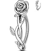 OUFER Hypoallergenic Belly Button Rings, 14g Flower Belly Rings for Women, 316L Surgical Steel Navel Rings, Silver Navel Piercing Jewelry for Women