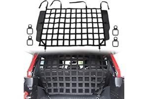 G Dog Barrier Rear Cargo Net Compatible with Jeep Wrangler Accessories JK JL Unlimited Sahara 4-Door 2007-2025, Safety Mesh Pet Divider for Medium, Large Pets, Easy to Install