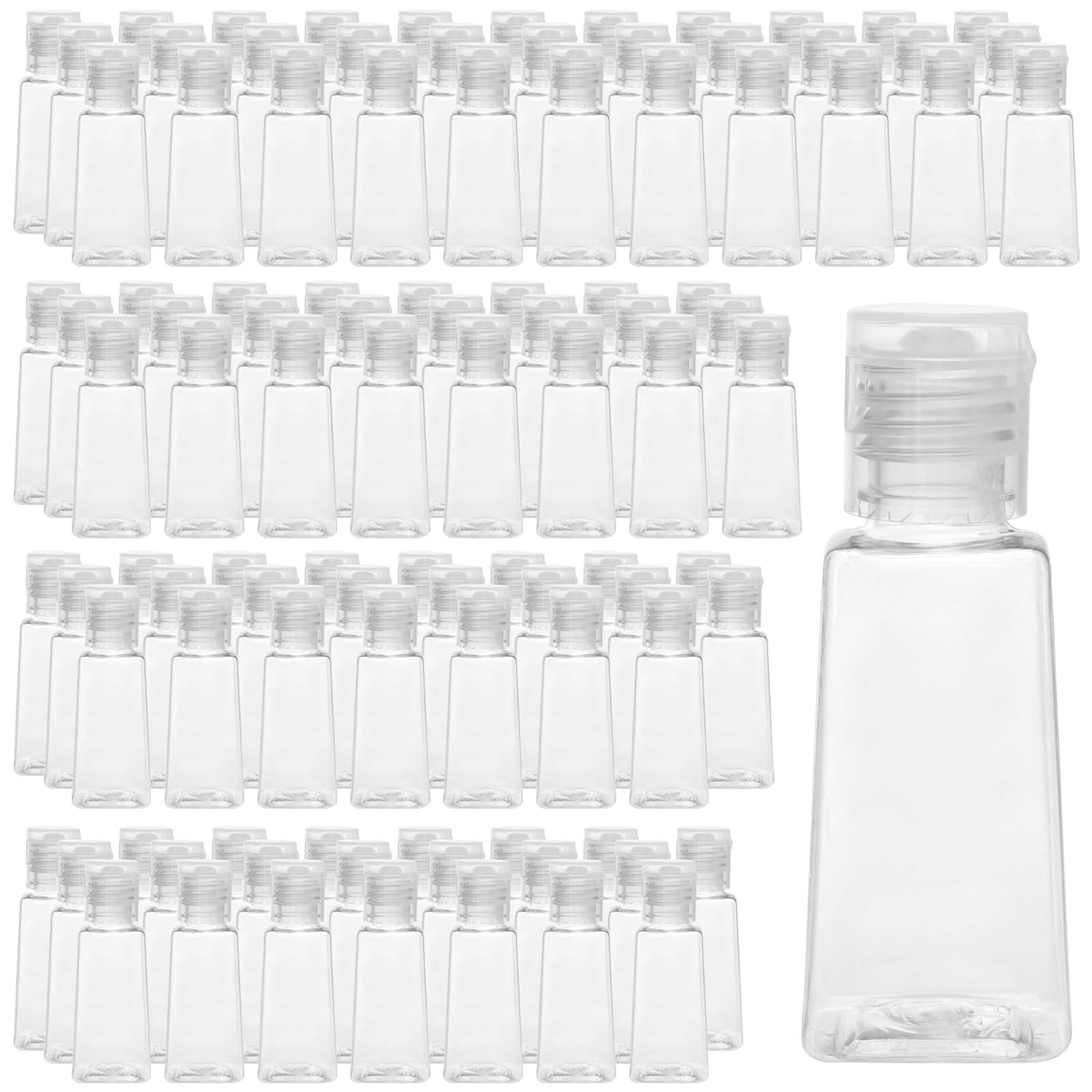PINGEUI 120 Pcs 30ml Clear Plastic Travel Bottles, Small Transparent Bottle with Flip Cap, Flip Cap Bottles Plastic Empty Bottles for Travel, Cosmetic, Makeup Products