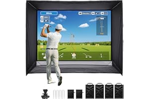ZEALFEEL Golf Simulator Enclosure, 11x8FT Golf Net with HD Impact Screen & Side Barriers – Dual-Layer Impact Screen, Foam-Padded Frame, Indoor Cage Net for Home Garage Studio