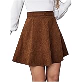 SweatyRocks Women's Faux Suede Skirt A Line High Waisted Bodycon Short Mini Skirts