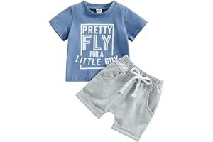 Xumplo Toddler Baby Boy Summer Clothes Infant Boys Short Sets Letter Print T-shirt Short Sleeve Outfits with Pocket 6M-4Y