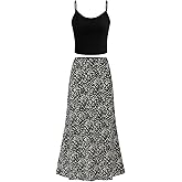 PRETTYGARDEN Spaghetti Strap Tank Top Summer Sets Women 2 Piece Outfits Floral Maxi Skirts for Women Trendy Beach Vacation
