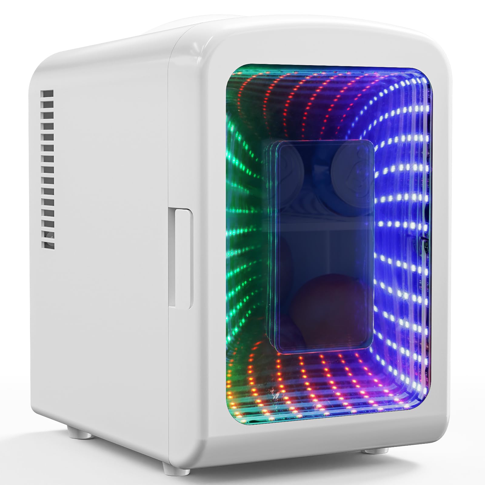 Photo 1 of Antarctic Star Mini Compact Refrigerator with Gaming Light, 4L Capacity/6 Cans Portable Mini Fridge, for Bedroom,Car,Office and Dorm, Small Cooler for Cosmetics, Beverage and Food, White