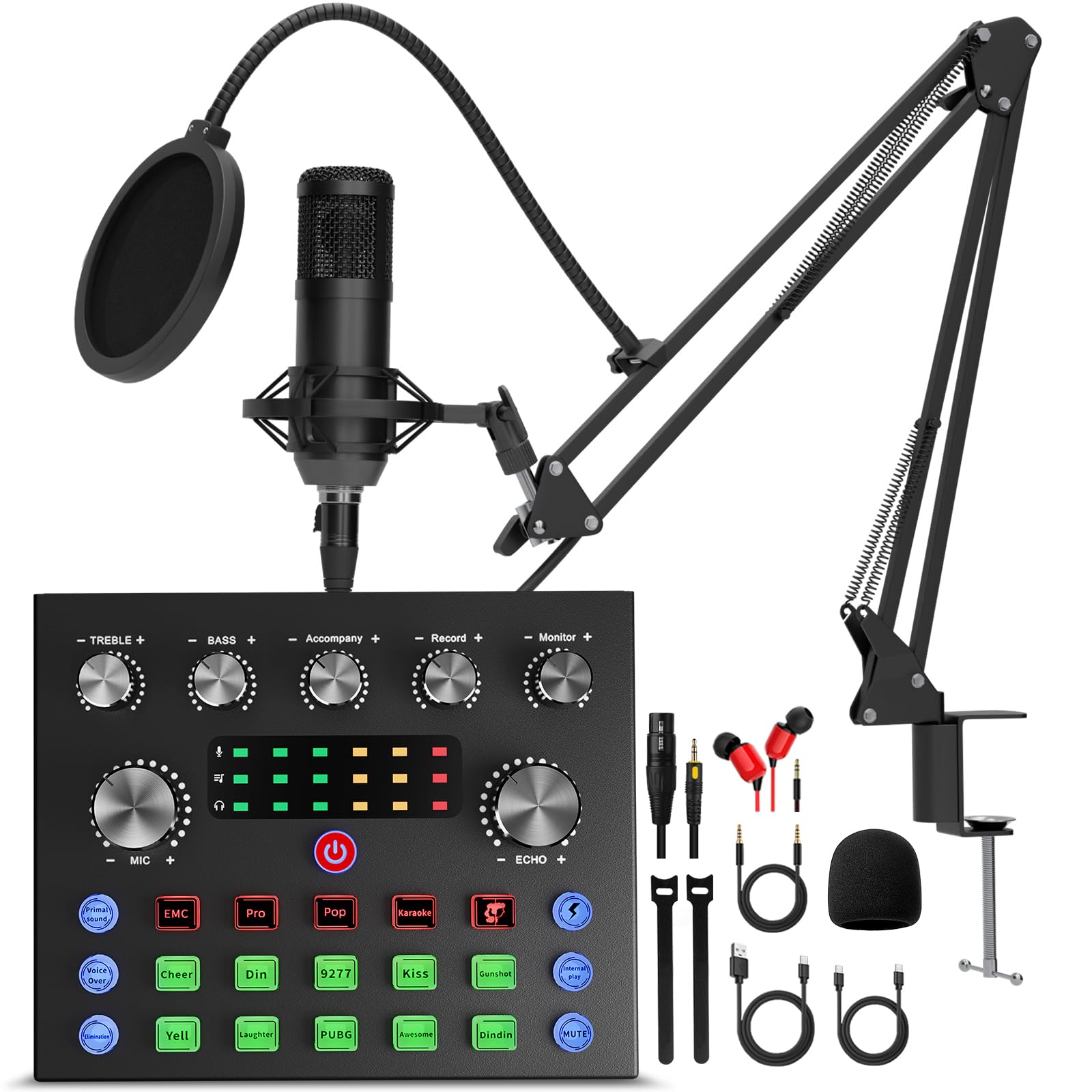 Podcast Equipment Bundle, Audio Mixer with Voice