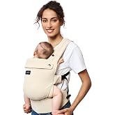 Momcozy Baby Carrier with Natural Cotton Linen, Soft & Cozy, Built to Last | 3D EVA Lumbar Support, Ergonomic X-Shaped Back D