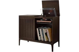 Crosley Furniture Asher Media Console and Record Player Stand with Storage for Vinyl Records, Dark Brown