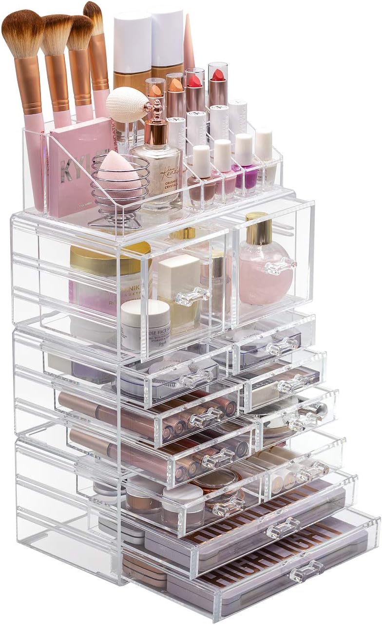 Sorbus Cosmetic Makeup and Jewelry Storage Case Tower Display Organizer - Spacious Design - Great for Bathroom, Dresser, Vanity and Countertop (Clear): Home Improvement