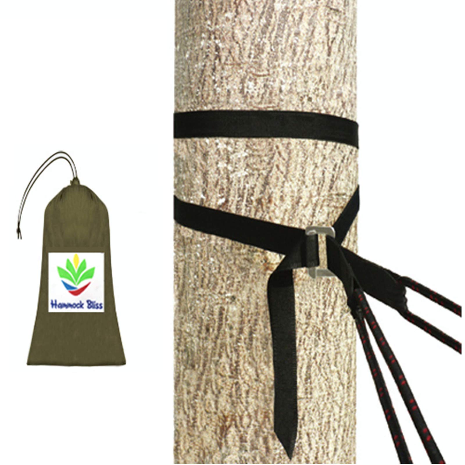 Hammock Bliss Deluxe Cinching Tree Straps - Heavy Duty & Extra Long Adjustable Tree Straps - Seat Belt Like Buckle Makes It a Cinch To Hang Your Camping Hammock - Set Of 2 Straps