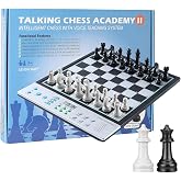 Advanced Electronic Chess Board Large Chess Computer Game for Adults &amp; Kids | Talking Smart Chessboard 2300+ ELO Master-Level AI Engine 2.36-in King Bigger Magnetic Chess Set LCD for Chess Lover (Silver)