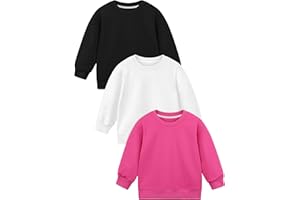 Cooraby 3 Pack Baby and Toddler Girls' Sweatshirt Girl No Cap Crew-Neck Sweatshirt Long Sleeve Pullover Shirt