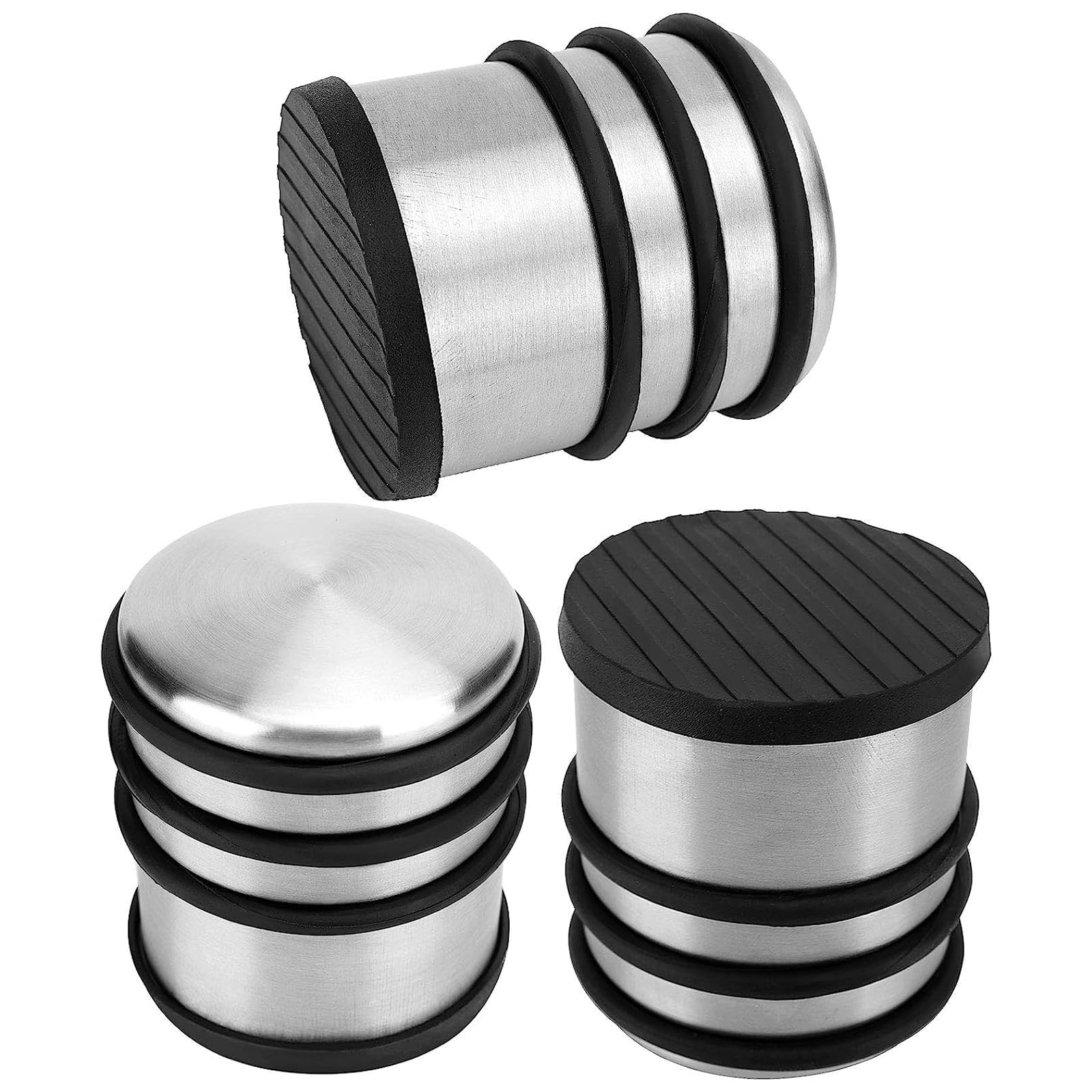 ZOENHOU 3 Pack Stainless Steel Door Stoppers, 1.25KG Weighted Heavy Duty Chrome Door Stopper with Silicone Rings, Metal Round Door Stoppers — image 1
