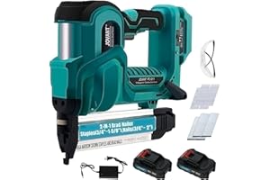 Brad Nailer Electric, 18 Gauge Brad Nail Gun, 2-in-1 Brad Nailer with 800pcs Nails&Staples, Nail Gun with 2×2.0Ah Batteries, for Woodworking, Home Improvement JOVANT