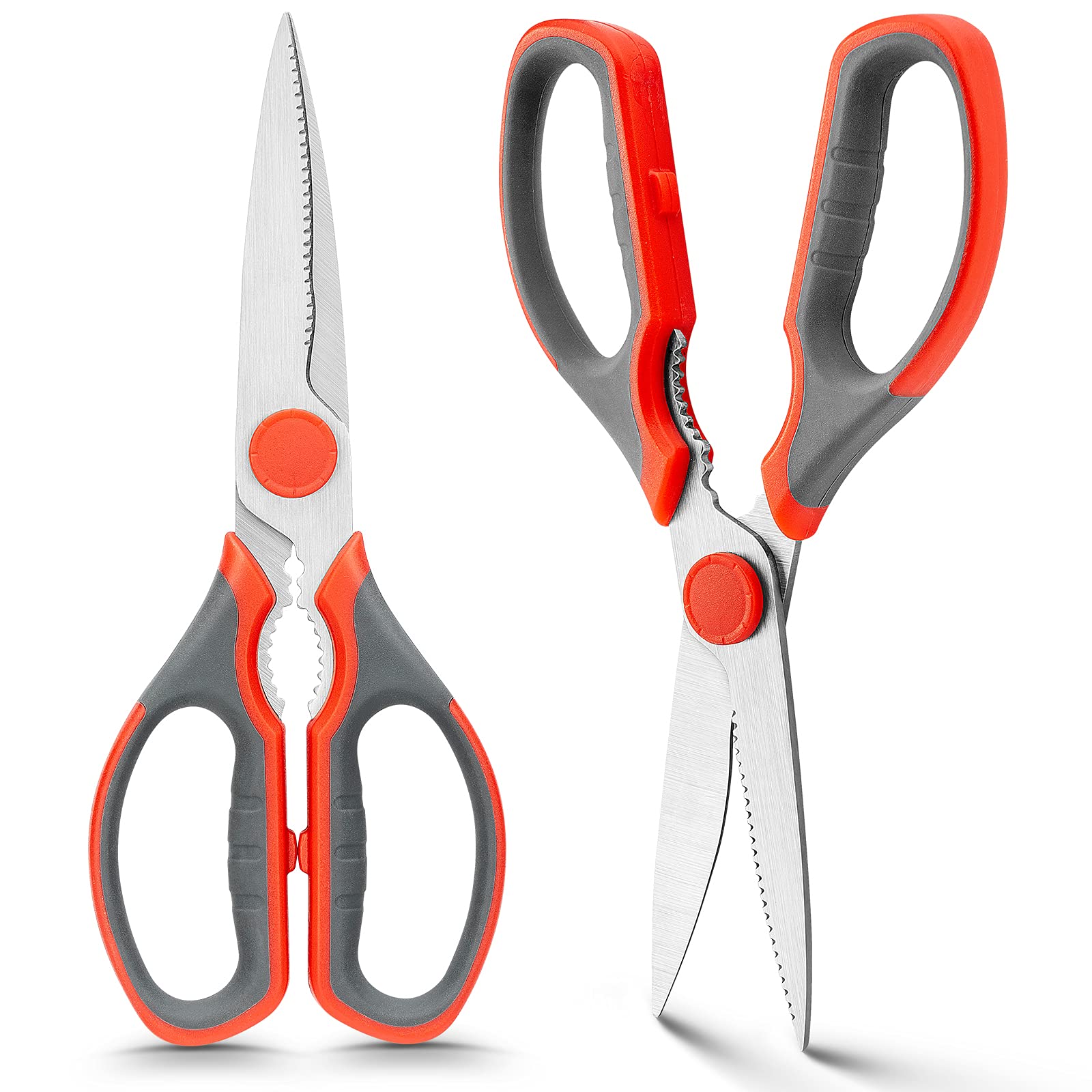 WELLSTAR Heavy Duty Kitchen Scissors, Sharp Kitchen Scissors Multipurpose Utility Stainless Steel Scissor, Kitchen Shears for Chicken,Meat, Vegetables, Herbs, BBQ, Bones, Nuts,2-Piece Set