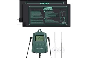LUXBIRD 2 Pack 10"x 20.75" Seedling Heat Mat and Digital Thermostat Controller Combo Set (120v US Plug)