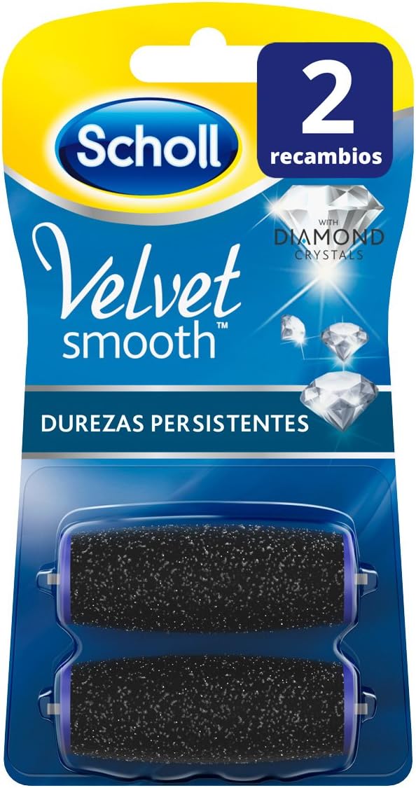 Scholl 6101780000 Velvet Smooth Replacement Roller for Electric Hard Skin Remover, Multicolor, 2 count (Pack of 1)