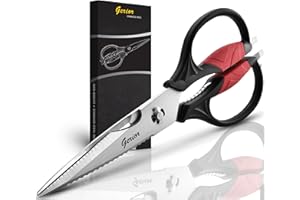 Kitchen Scissors - Heavy Duty Utility Come Apart Shears for Poultry, Chicken, Meat, Food, Vegetables - 9.25 Inch Long - Black