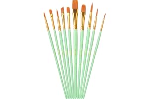 Mr. Pen- Artist Paint Brushes for Acrylic Painting, 10 pcs, Mint Whisper Ergonomic Wooden Handle, Synthetic Bristles in Different Sizes & Shapes, Watercolor Brushes
