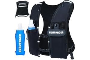 HUALONGER Running Hydration Vest for Women Men,Lightweight Breathable Hydration Pack with 500ml Soft Flask, Adjustable Chest Straps Reflective Backpack for Trail Running Marathon Race Jogging Cycling