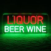 JFLLamp Liquor Beer Wine Neon Signs for Wall Decor Neon Lights for Bedroom Led Business Signs Suitable for Liquor Store Christmas Birthday Party Gift 5V Power Adapter, 16.1 * 7 Inch(Red+Green)