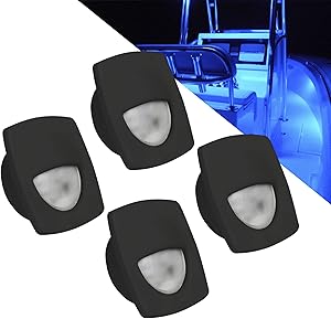 Five Oceans Blue LED Companion Way Courtesy Light, Black Cover, 4-Pack, Marine, Boat, RV, Motorhome, Camper, Caravan, Trailer, FO-4002-M4