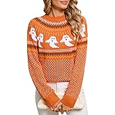 Allifewithu Women's Fair Isle Sweaters Long Sleeve Crew Neck Loose Casual Pullover Sweater