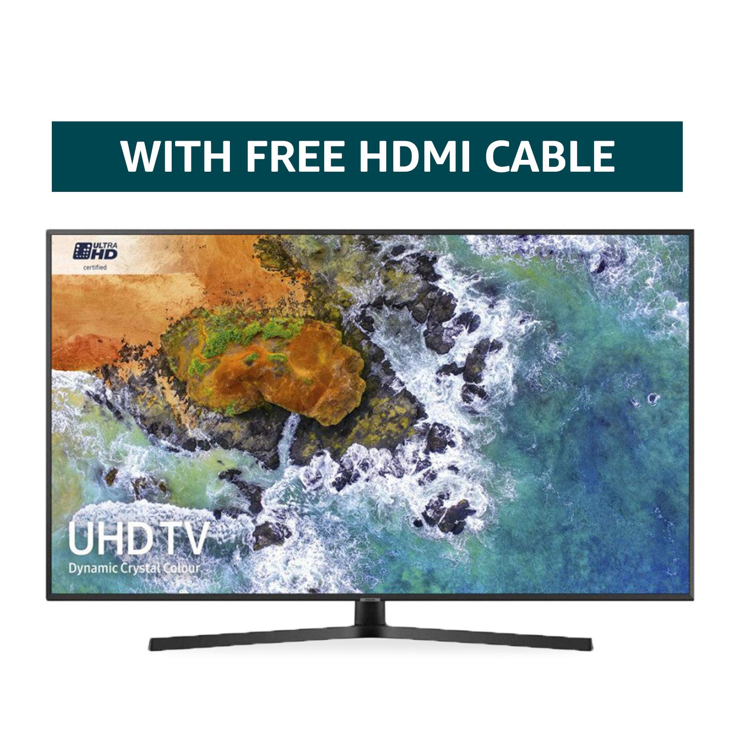 Samsung 50NU7400 50-Inch Dynamic Crystal Colour Ultra HD Smart 4K TV -  Charcoal Black (2018 Model) + FREE Amazon High-Speed 0.9M HDMI 2.0 cable:  Buy Online in Samoa at desertcart