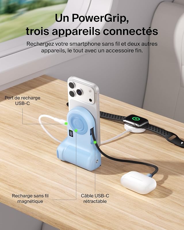 Stage PowerGrip Magnétique avec Batterie Externe 9,3K - Bleu