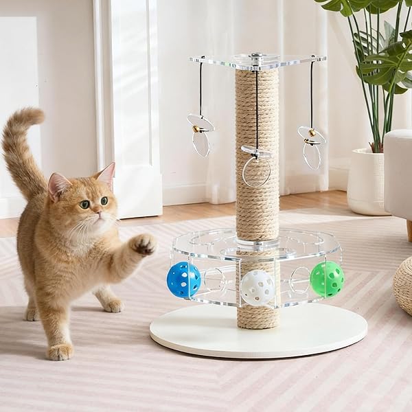 KICARI MODERN 3-IN-1 INTERACTIVE CAT TOY, ROTATING PUZZLE...