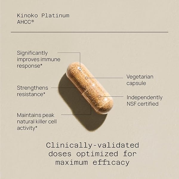 QUALITY OF LIFE PREMIUM KINOKO PLATINUM AHCC HERBAL SUPPLEMENT, 750MG OF AHCC PER CAPSULE, FOR IMMUNE SUPPORT, LIVER FUNCTION, MAINTAINS NATURAL KILLER CELL ACTIVITY, 1 PACK, 60 VEGGIE CAPSULES