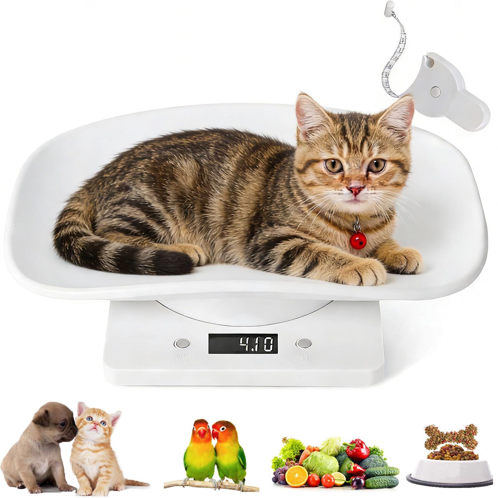 Puppy Scales 10KG Baby Pet Weighing Scales,Digital Pet Scale,Small Cat Dog Scale,LCD Electronic Scale Multifunction Kitchen Scales,Switchable Unit g/lb/oz,fit for Hamster Bunny Bird Cats,10KG/22 lbs