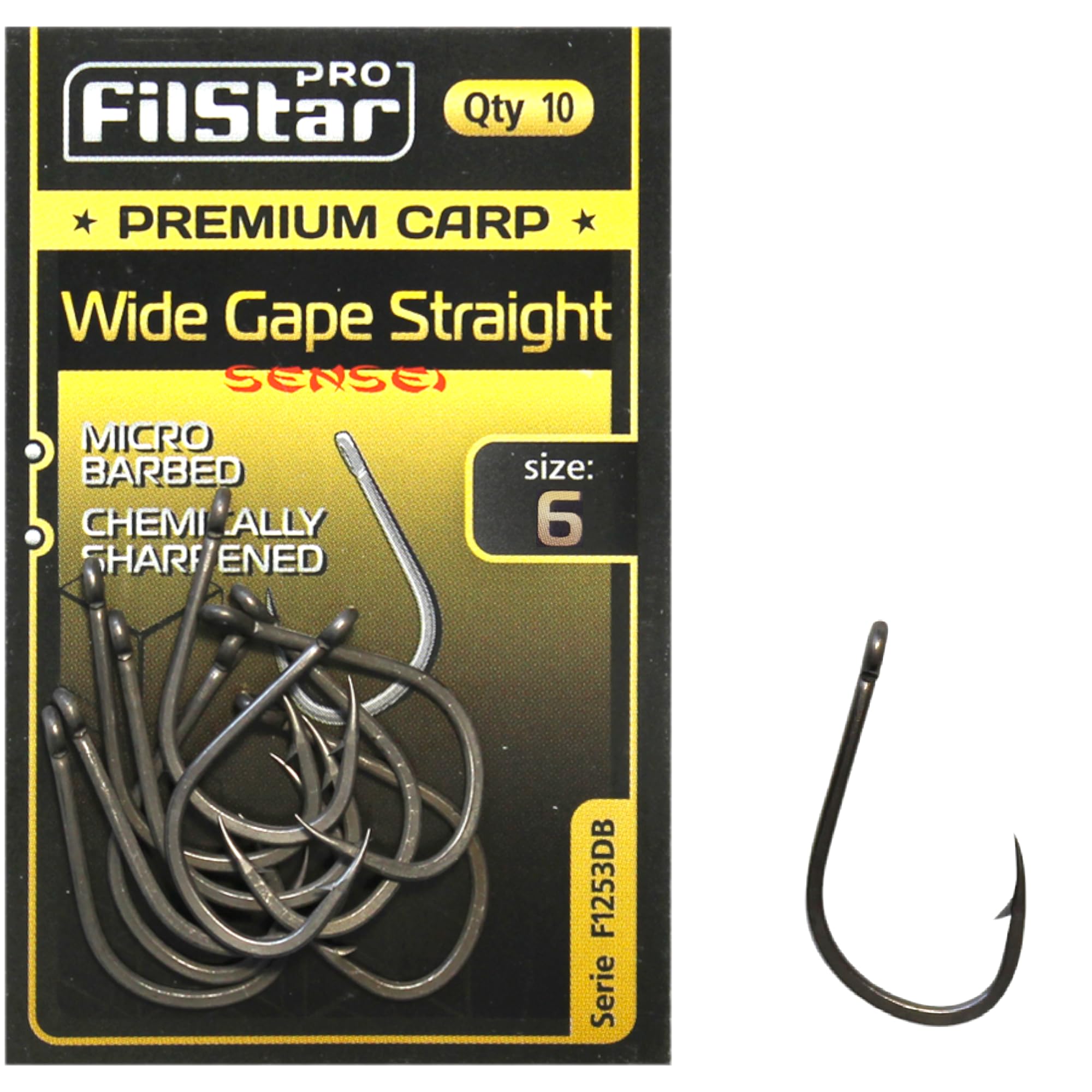PRO Filstar PRO FILSTAR 10 Piece Fishing Hook Set Wide Gape Straight N6 - Hooks for Carp Fishing - Carp Fishing Accessories - Pop Up Boilies Carp Hooks - Carp Fishing Hooks - Fishing Accessories Carp