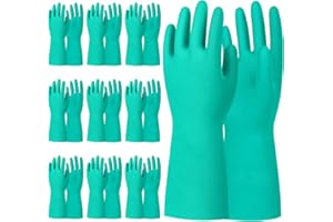 Beieverluck 10 Pairs Chemical Resistant Nitrile Gloves Reusable Safety Work Gloves 12.6" Long Rubber Gloves