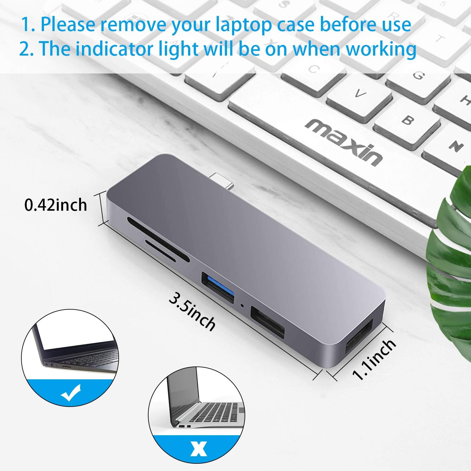 USB C Hub for MacBook,6-in-1 Type C Hub Adapter for Laptop with USB 3.0/2.0, 87W Small USB Hub for Laptop Powered Delivery, TF/SD Card Reader Compatible for MacBook Pro, XPS More Type C Devices: Electronics